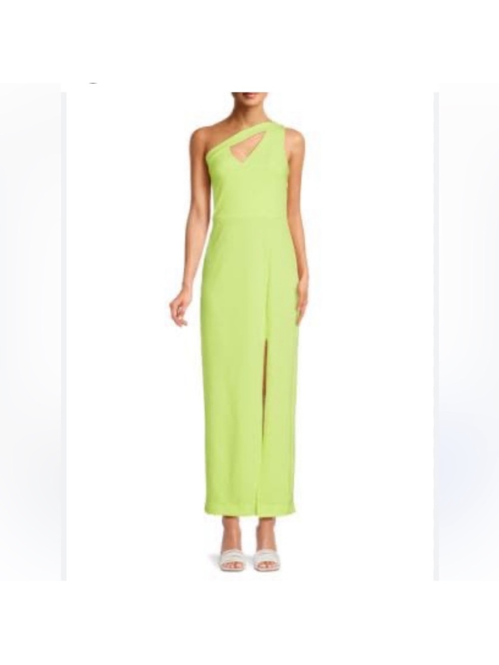 Rachel Roy Asymmetrical Front Slit Lime Green Dress